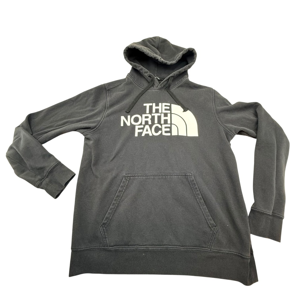 The North Face Mens Half Dome Pullover Hoodie Black Gray Logo Size M